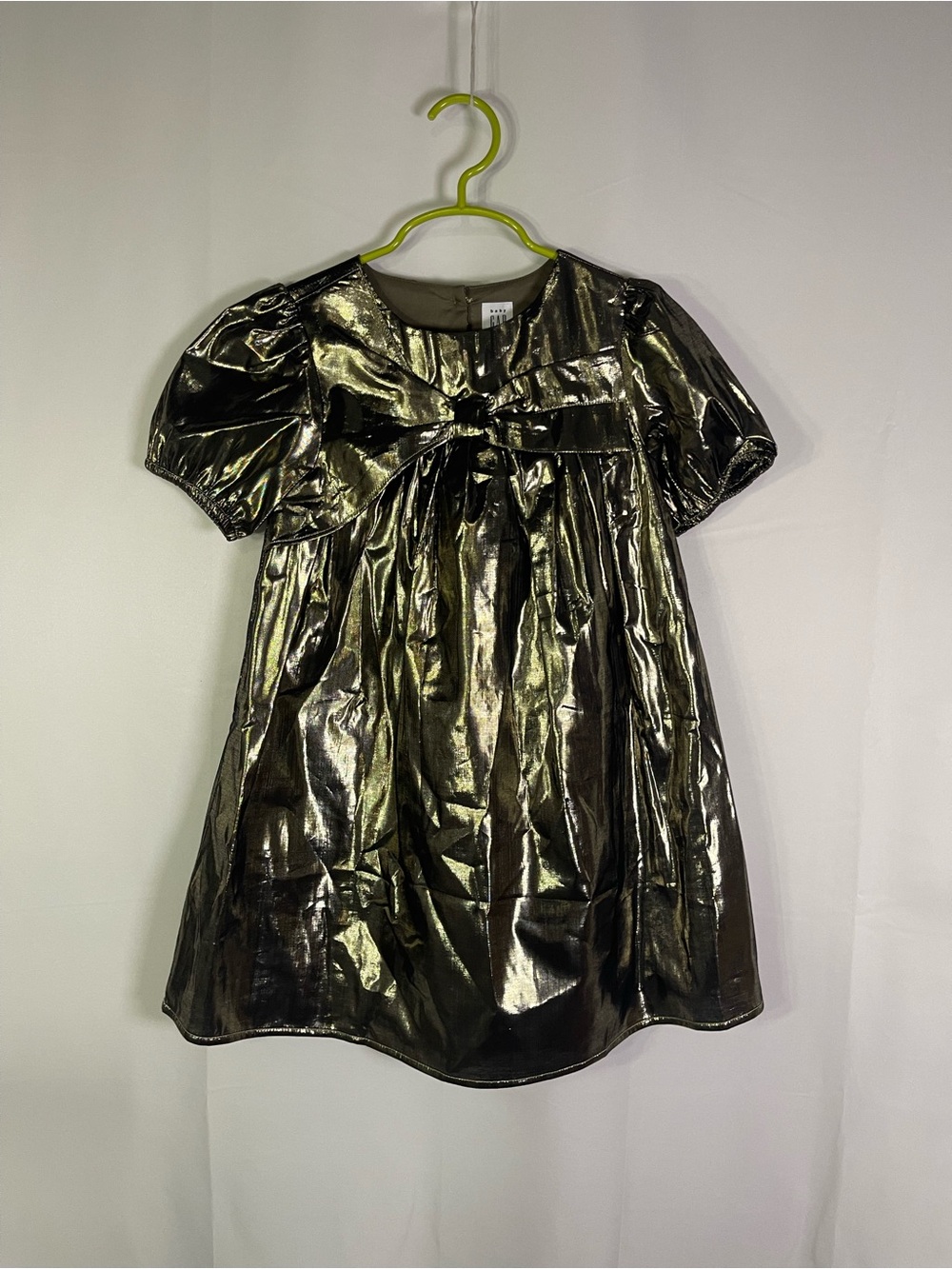 GAP Metallic Gold Bow-Front Girls Party Dress